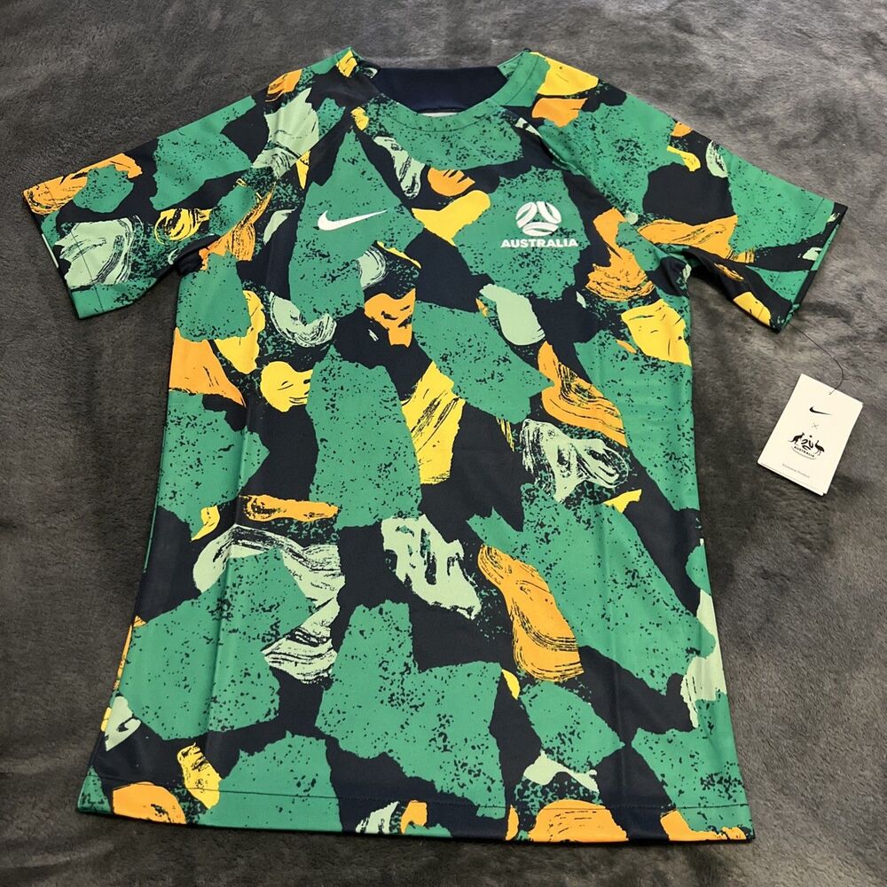 SMALL Australia National Team Nike 2022/23 Pre-Match Top Green/Yellow DM9543-720 - Picture 12 of 12